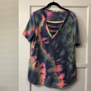 Bibi oversized neon tie-dye tee - S